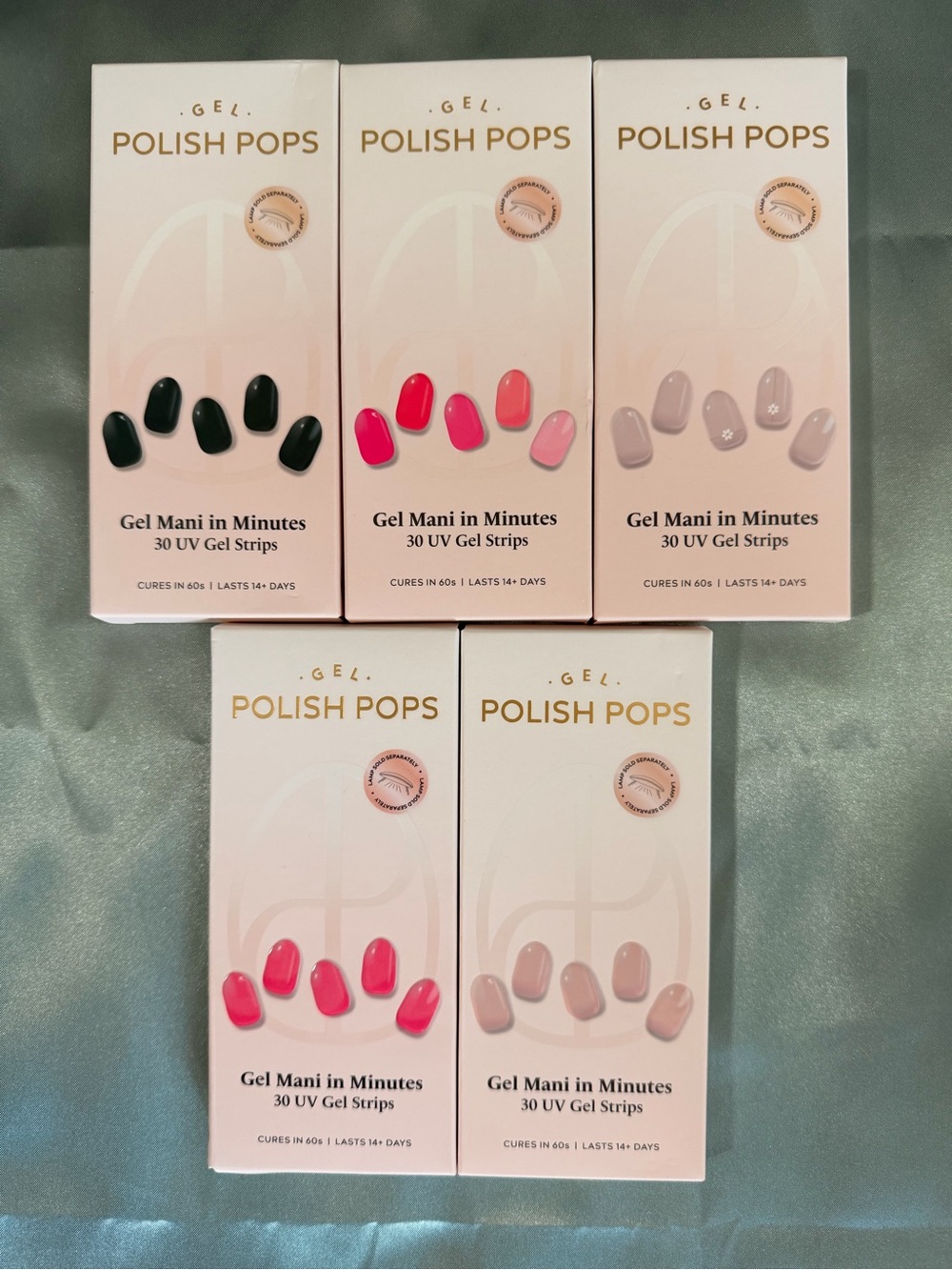 Polish Pops Gel Nail Strips - Assorted Pink, Nude & Dark Green Shades New SEALED